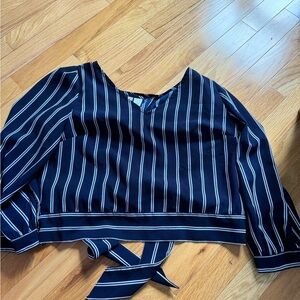 striped navy shirt size s with tie back